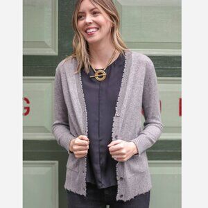 Minnie Rose Frayed Edge 100% Cashmere Cardigan